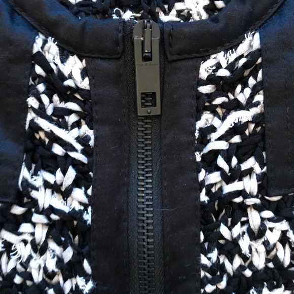 Rag & Bone Viola Black And White Ribbon Knit Sweater Jacket Zipper - Picture 13 of 15